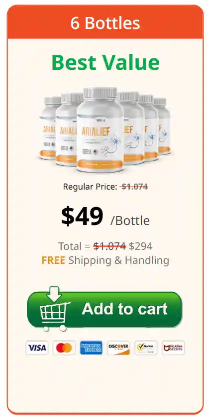 Arialief Super Saver Pack: 6 Bottles for $294 ($49 per bottle)